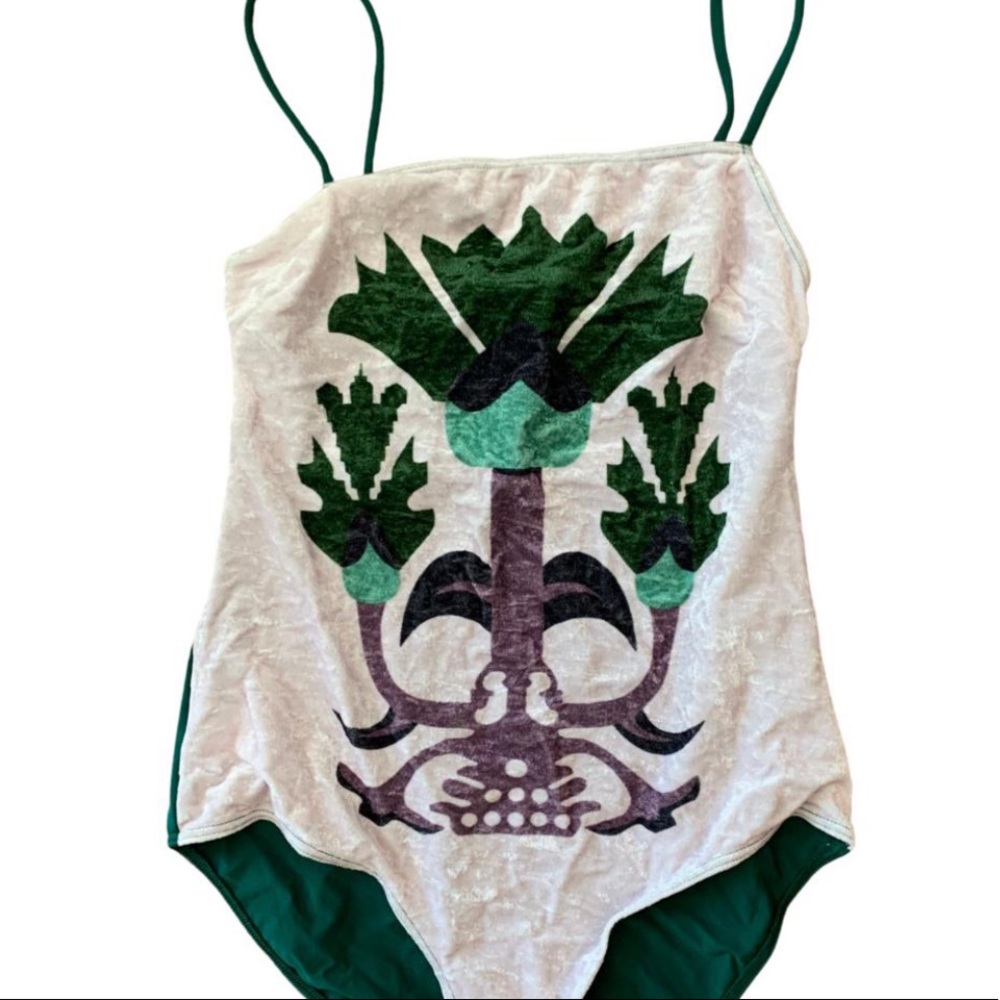 Leslie Amon swimsuit one piece velvet new never worn swim pool luxury